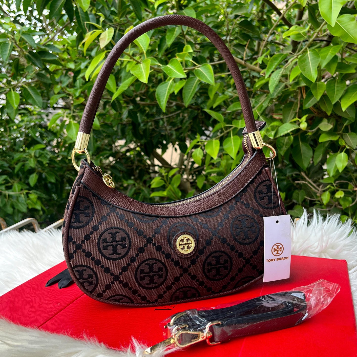 Tory Burch Inspired Cross Shoulder Bag (Brown)