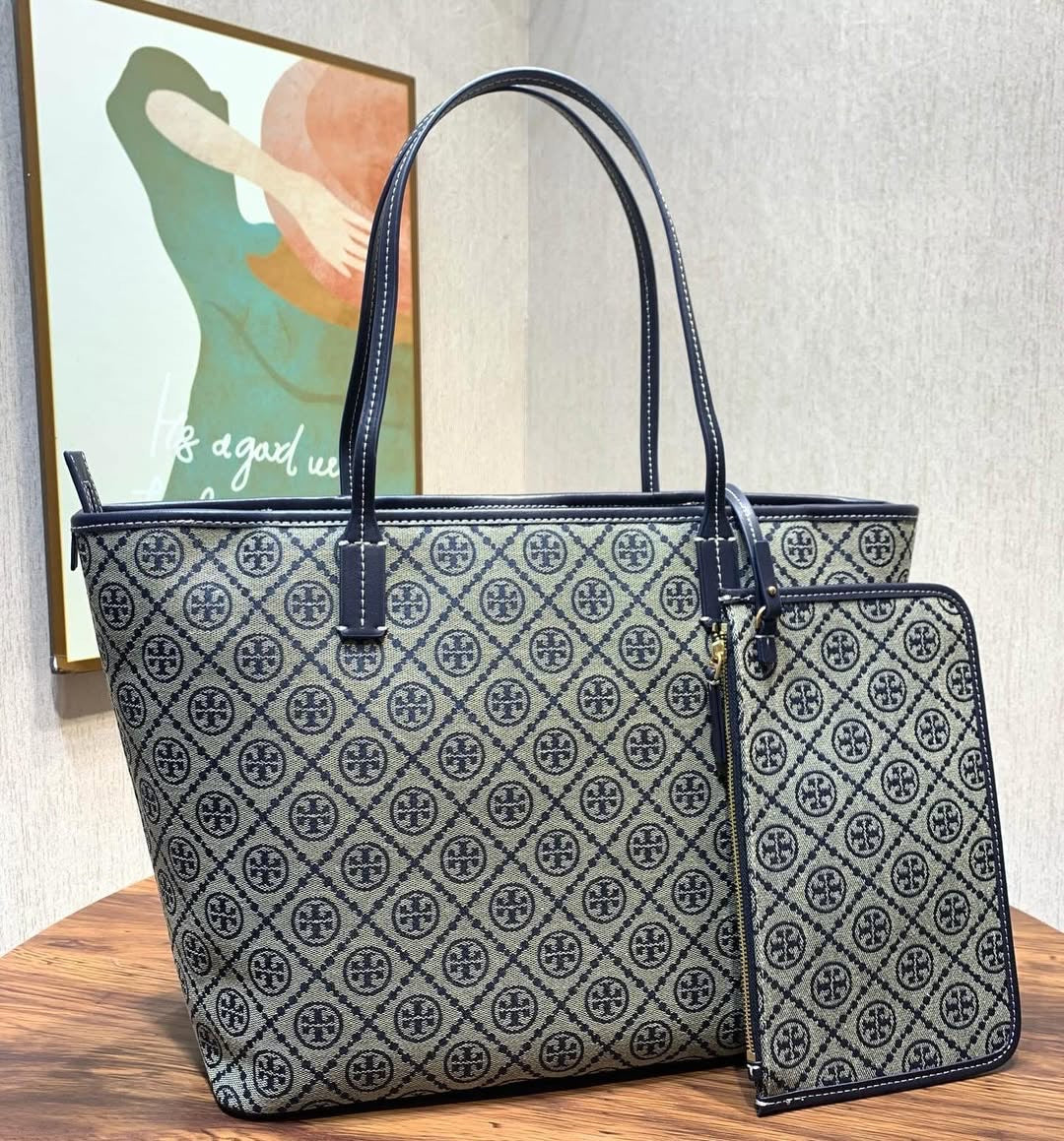 Tory Burch T Monogram Tote Bag in Blue