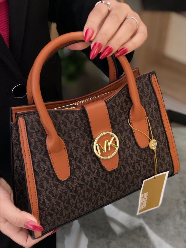 Michael Kors Gabby Signature Satchel Handbag in Brown