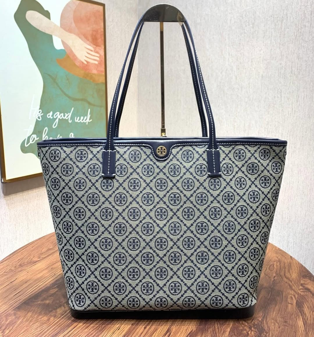 Tory Burch T Monogram Tote Bag in Blue