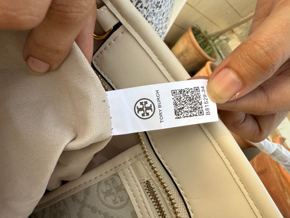 Tory Burch T Monogram Tote Bag in White