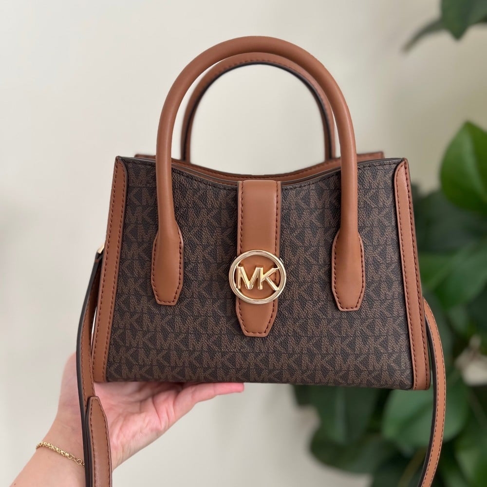 Michael Kors Gabby Signature Satchel Handbag in Brown