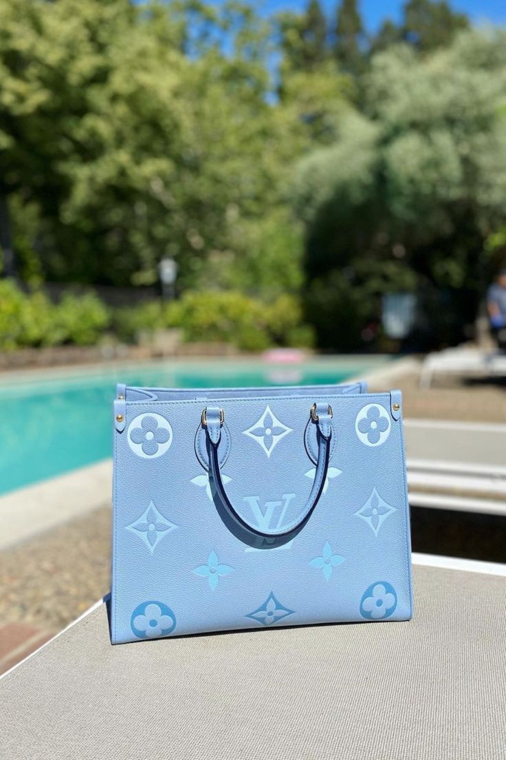 Louis Vuitton OnTheGo MM Large Tote Bag (Sky Blue)