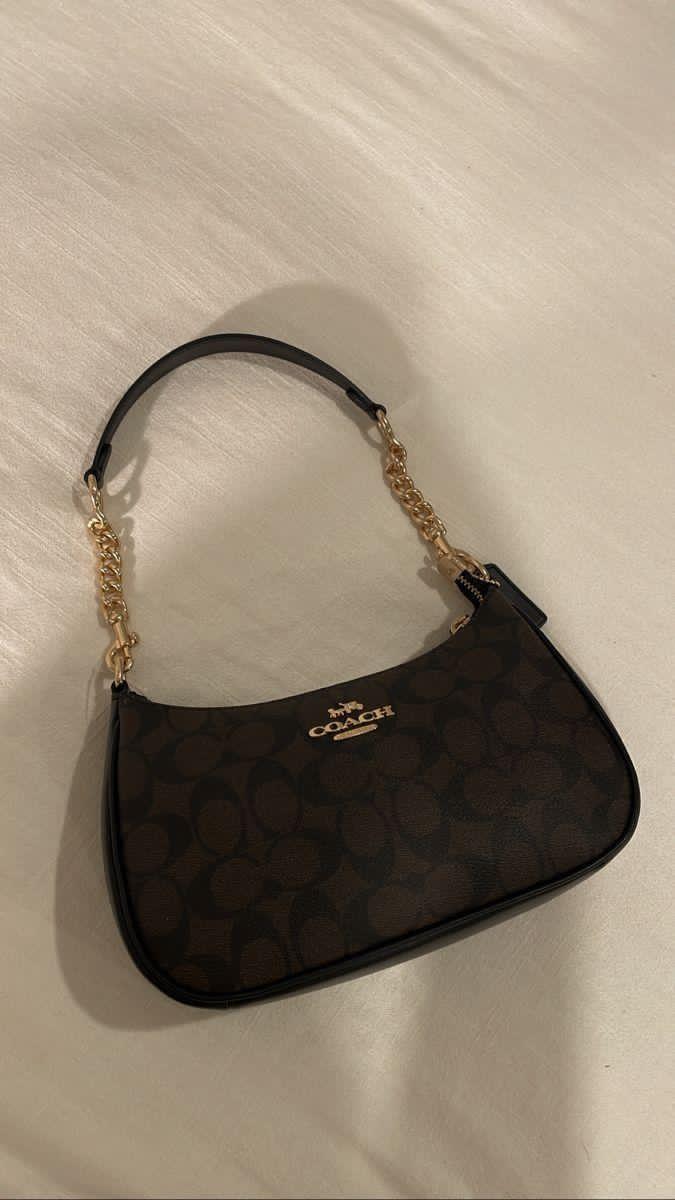 Coach Teri Shoulder Bag Brown Canvas