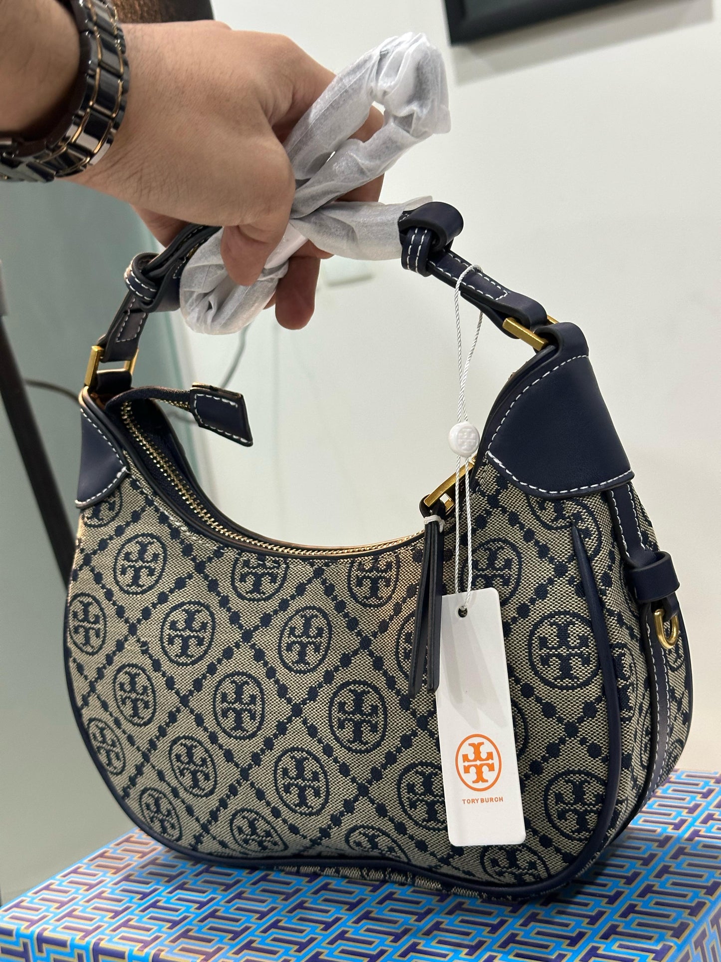 Tory Burch T Monogram Crescent Bag