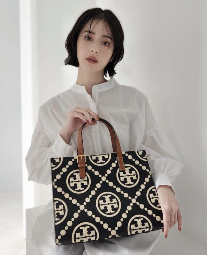 Tory Burch T Monogram Contrast Embossed Tote Bag