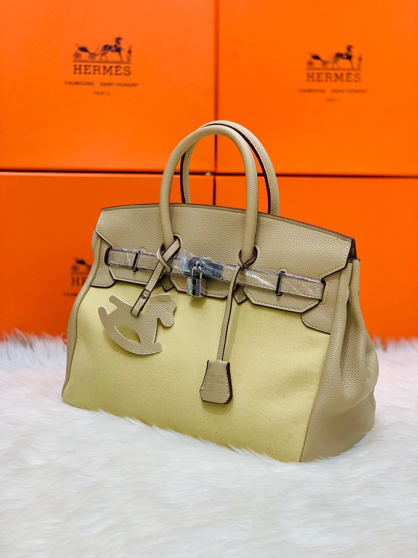 Hermes Fauve Barenia and Toile Swift Birkin 30 Tote