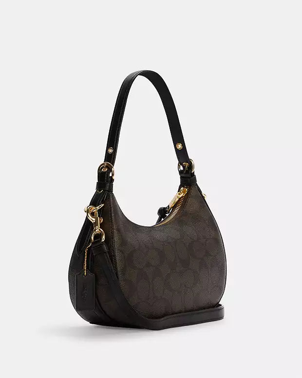 Coach Kleo Hobo in Signature Canvas (Dark Brown)
