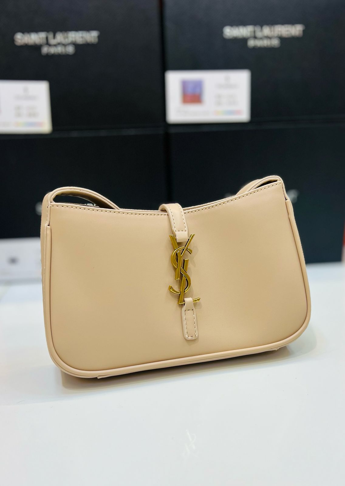 Saint Laurent Hobo Shoulder Bag (Cream)