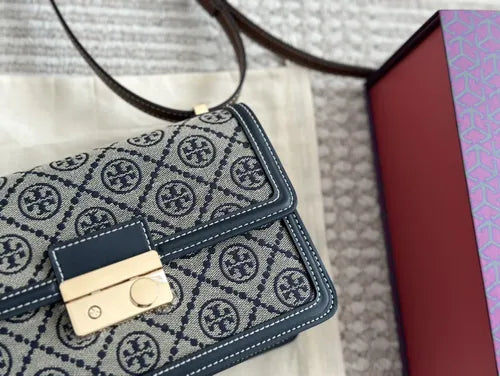 Tory Burch T Monogram Shoulder Bag (Navy)
