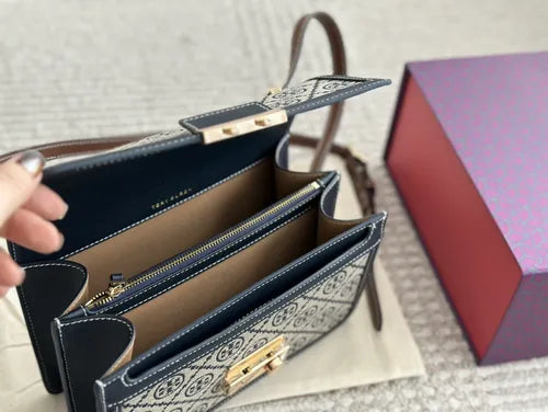 Tory Burch T Monogram Shoulder Bag (Navy)