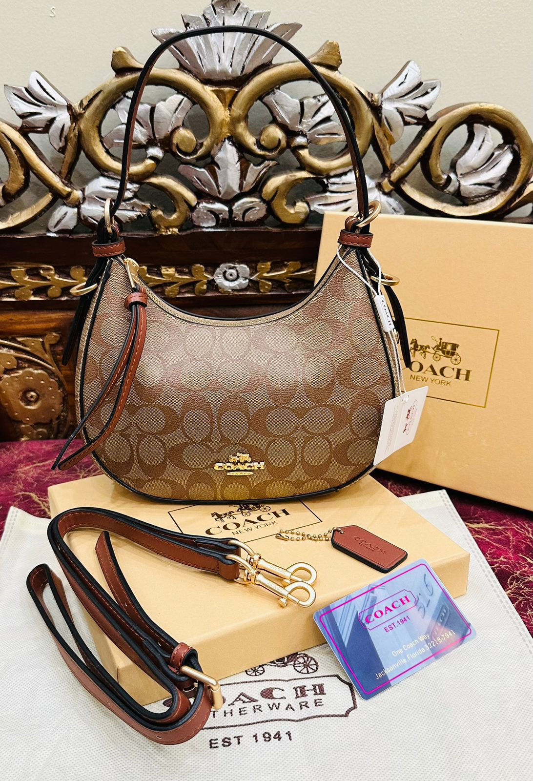 Coach Kleo Hobo in Signature Canvas (Brown)