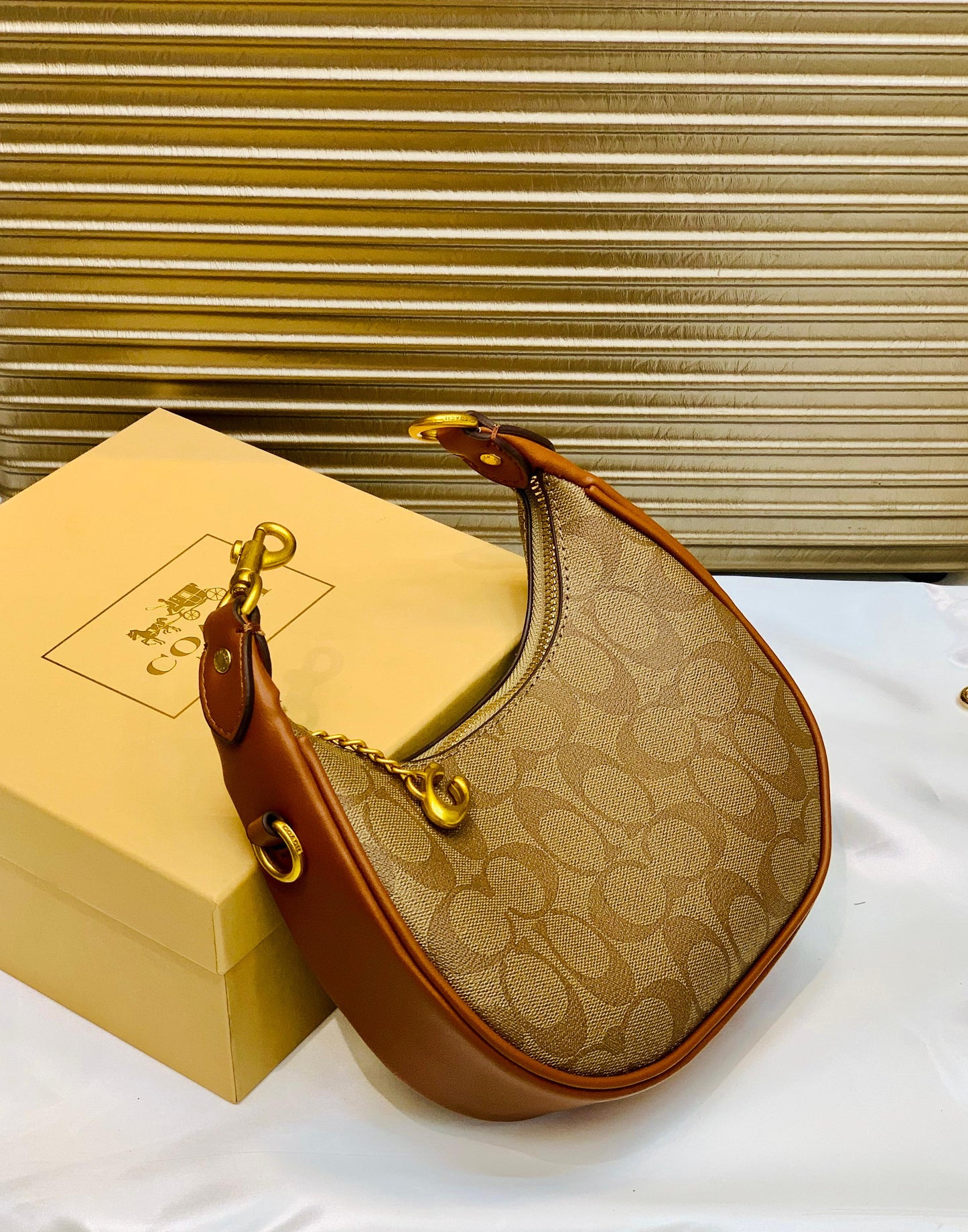 Coach Jonie Bag in Signature Canvas (Tan Caramel)