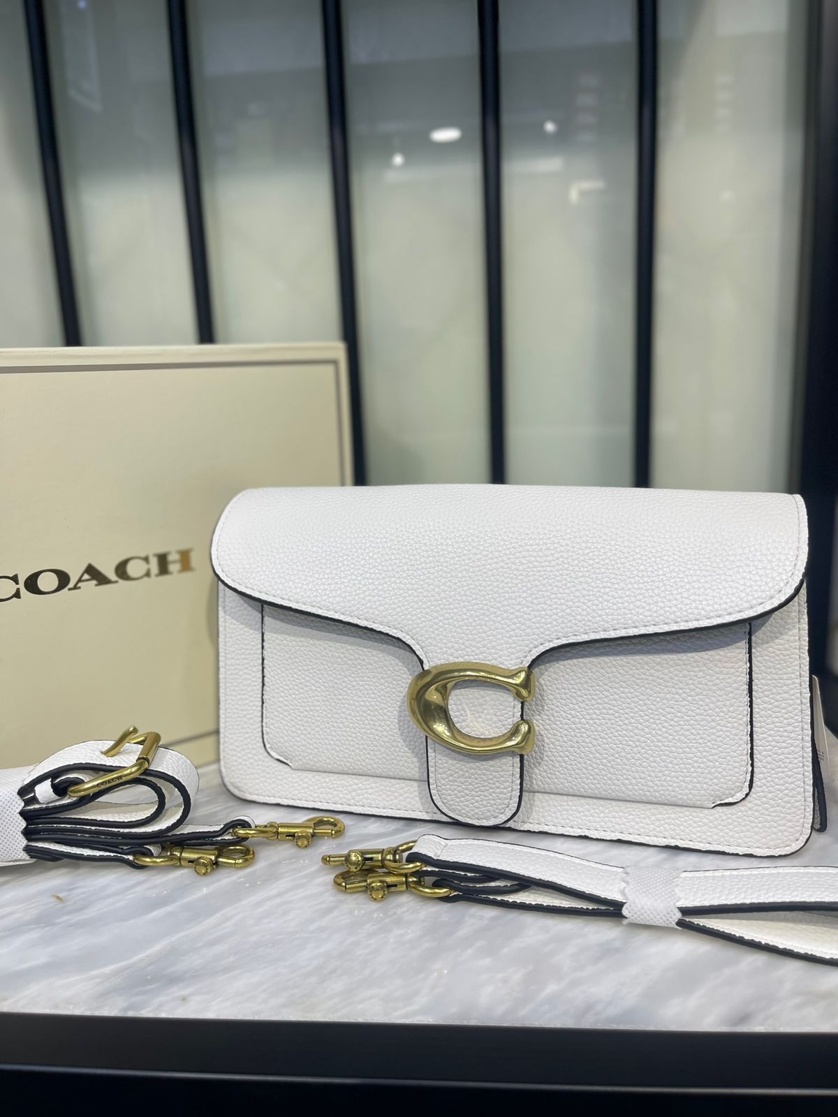 COACH Tabby 26 Bag White Leather