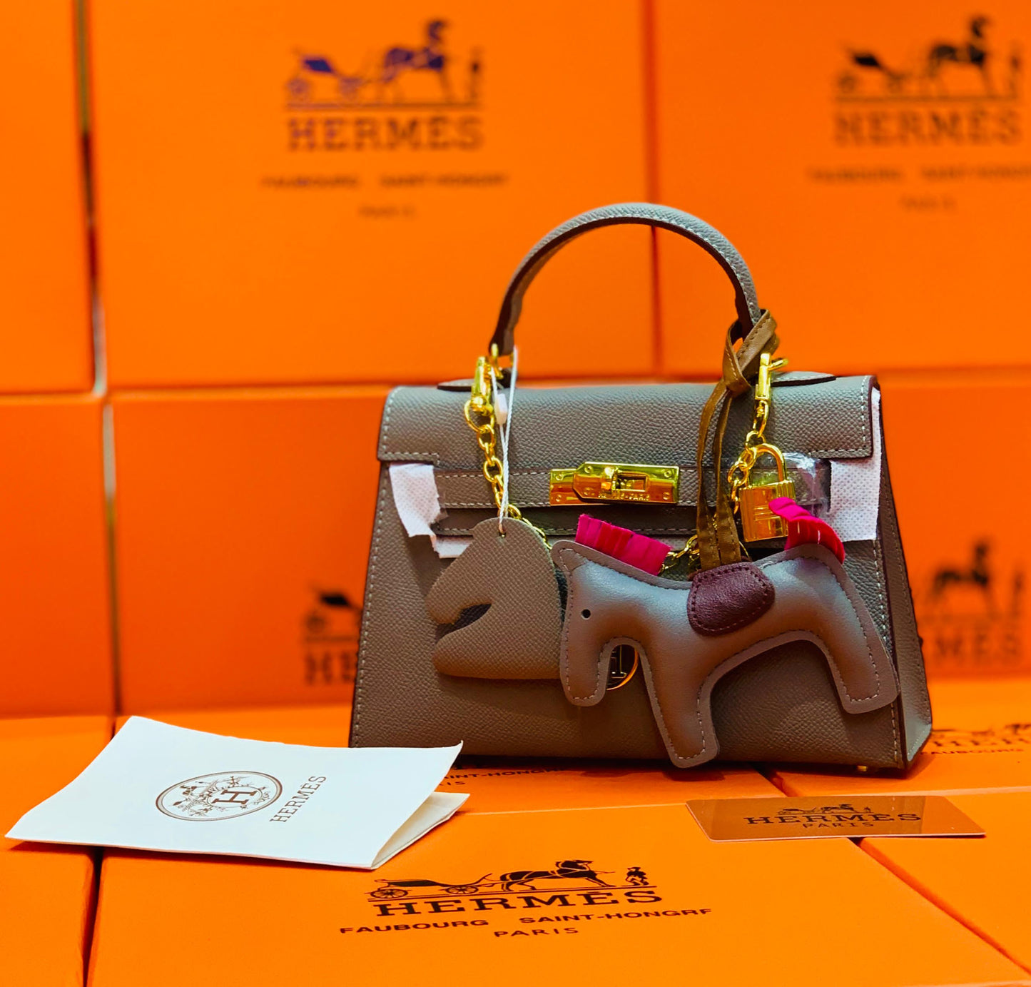 Hermes Mini Kelly 20 Bag Grey