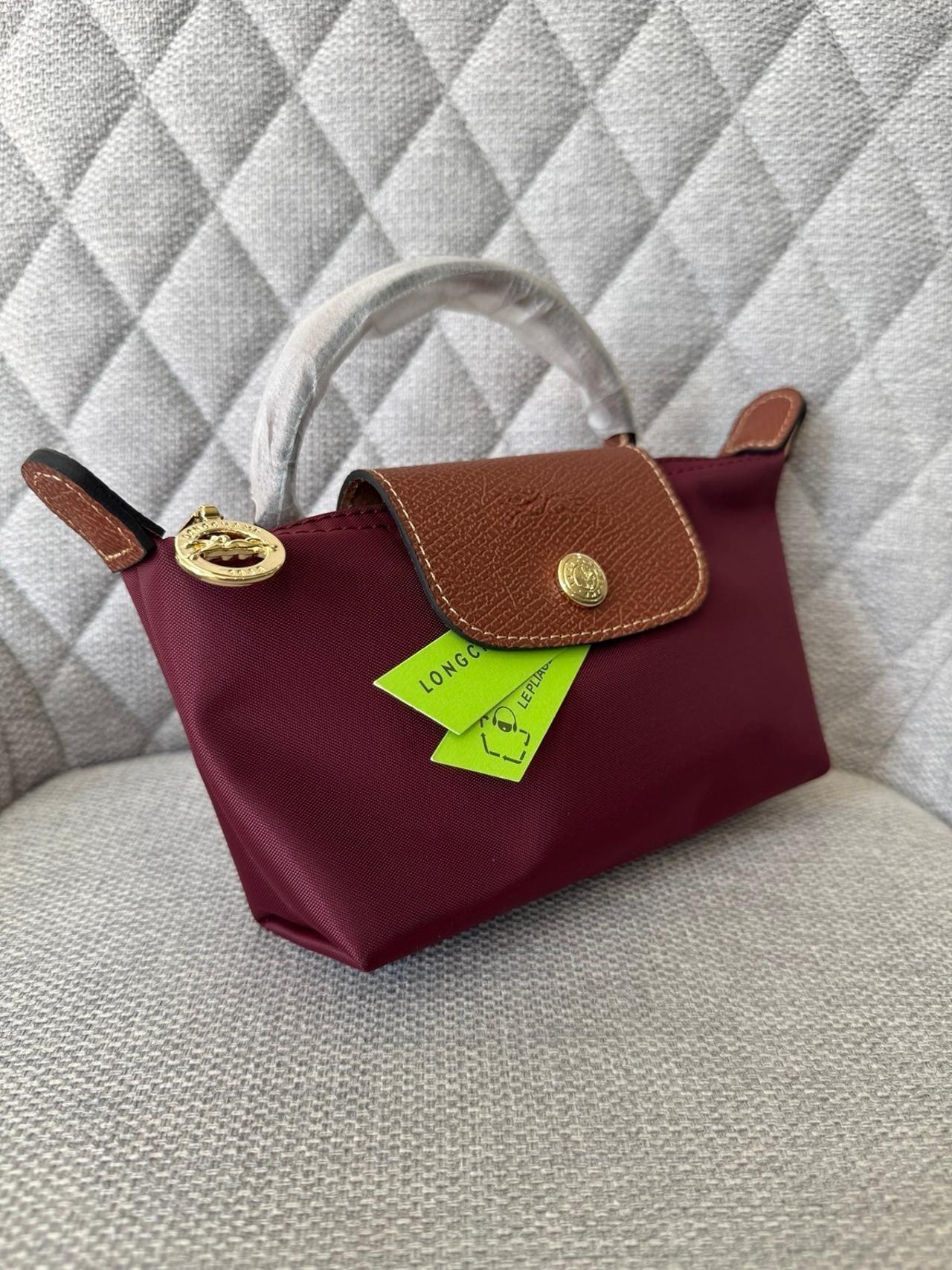 Longchamp Le Pliage Pouch with Handle (Burgundy)