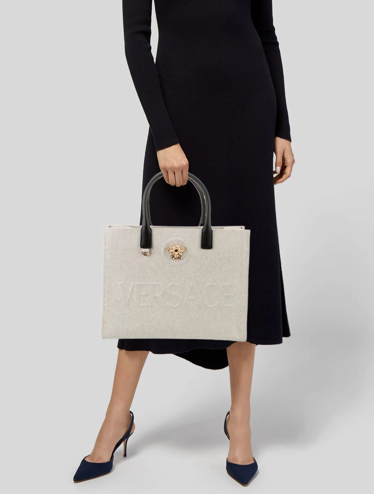 VERSACE La Medusa Canvas Small Tote Bag