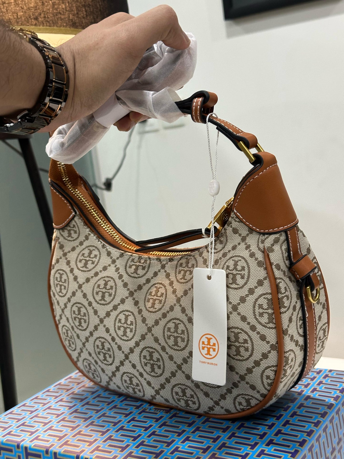 Tory Burch T Monogram Crescent Bag