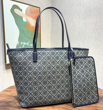 Tory Burch T Monogram Tote Bag in Blue