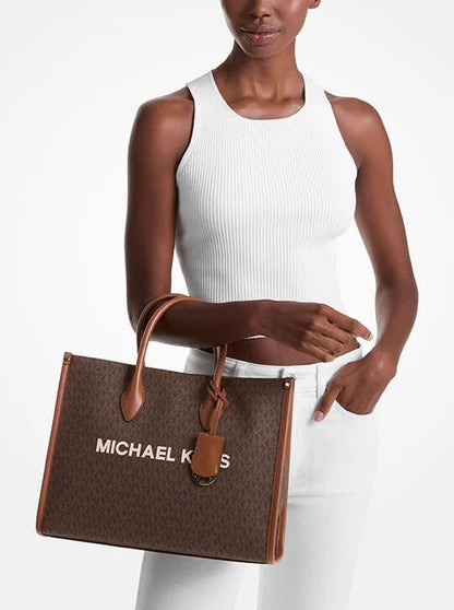 Michael Kors Mirella Signature Logo Tote Bag in Brown