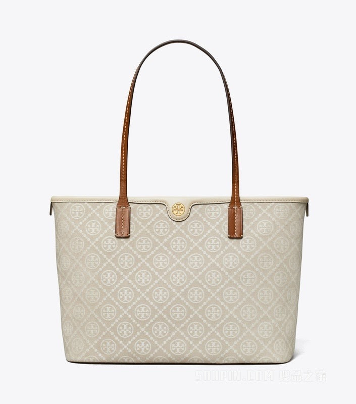 Tory Burch T Monogram Tote Bag in White
