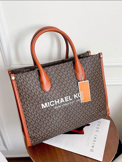 Michael Kors Mirella Signature Logo Tote Bag in Brown