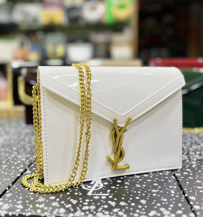 YSL Cassandra Medium Chain Shoulder Bag in Patent Leather