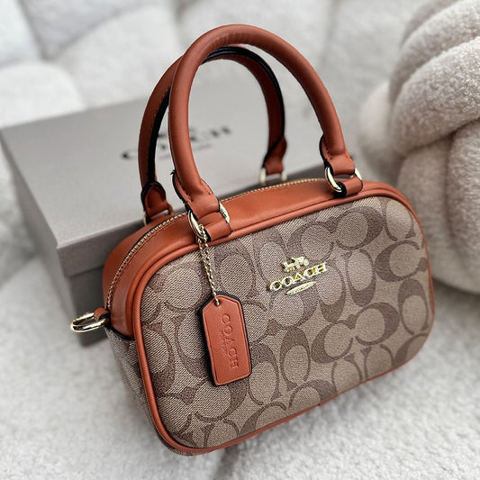 Coach Satchel Crossbody Bag in Bronze Signature Canvas