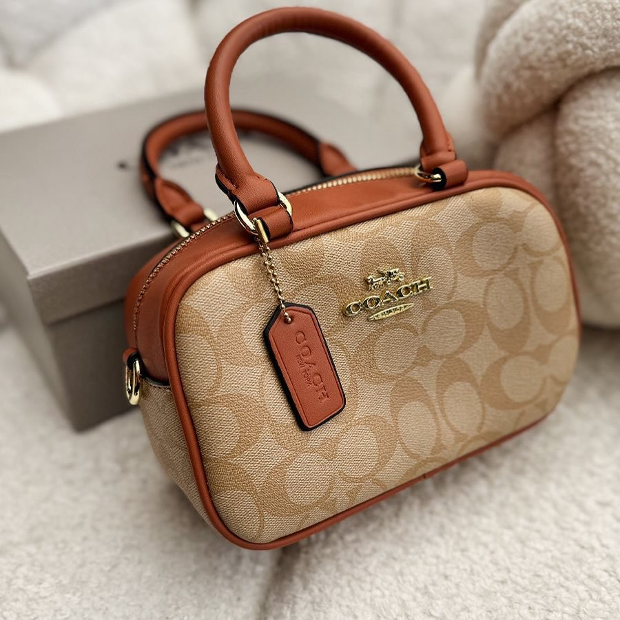 Coach Satchel Crossbody Bag in Beige Signature Canvas