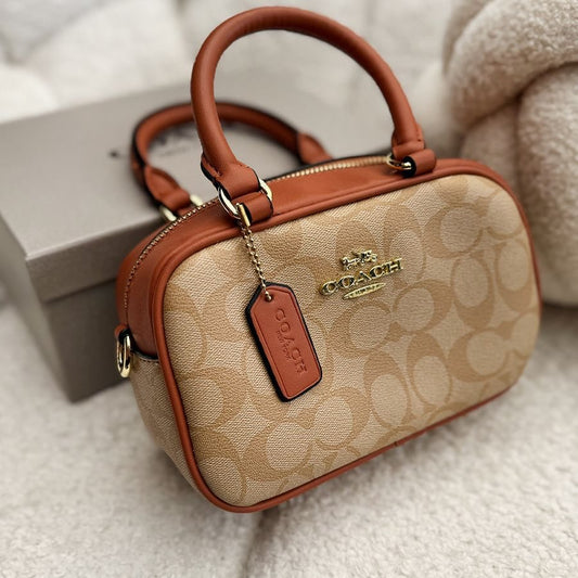 Coach Satchel Crossbody Bag in Beige Signature Canvas