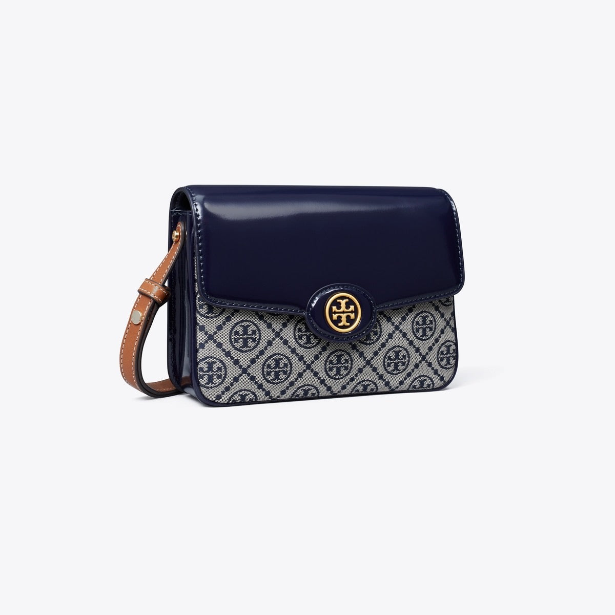 Tory Burch Robinson T Monogram Convertible Shoulder Bag in Blue