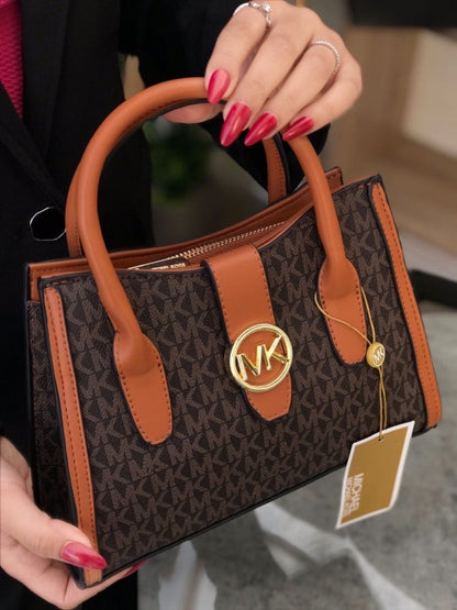 Michael Kors Gabby Signature Satchel Handbag in Brown