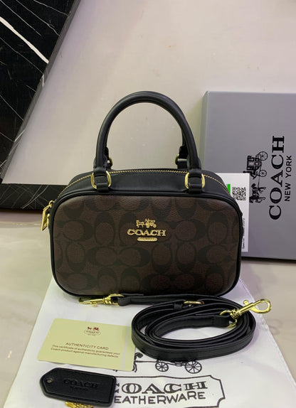 Coach Satchel Crossbody Bag in Brown Signature Canvas