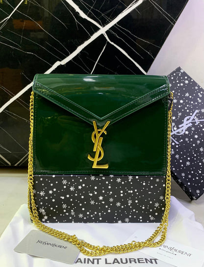 YSL Cassandra Medium Chain Shoulder Bag in Patent Leather