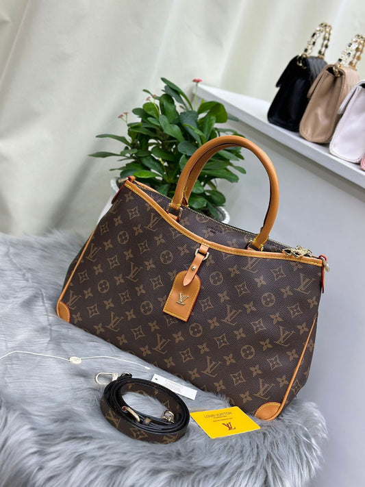 Louis Vuitton CarryAll PM Tote Bag In Brown Leather Canvas