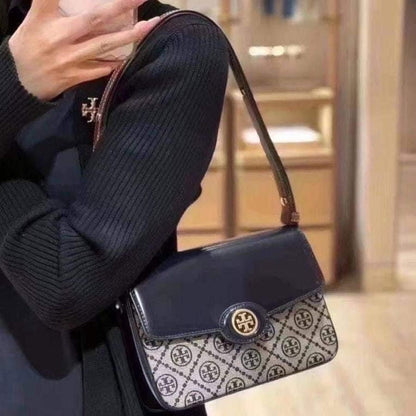 Tory Burch Robinson T Monogram Convertible Shoulder Bag in Blue