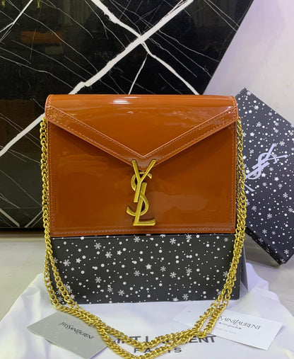 YSL Cassandra Medium Chain Shoulder Bag in Patent Leather