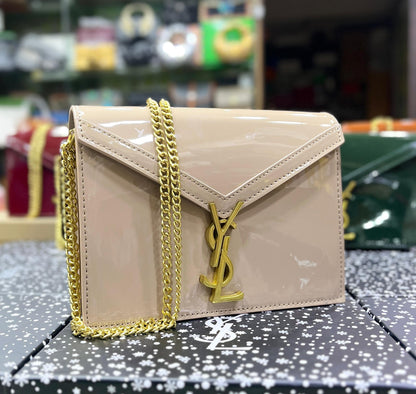 YSL Cassandra Medium Chain Shoulder Bag in Patent Leather