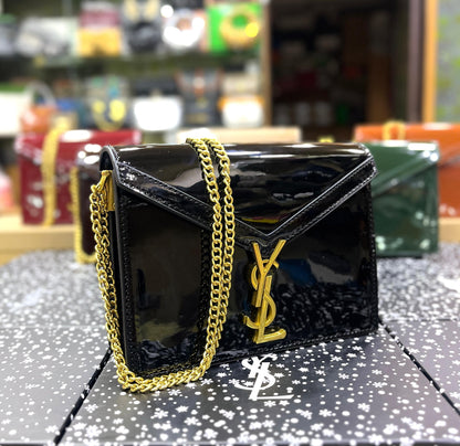 YSL Cassandra Medium Chain Shoulder Bag in Patent Leather