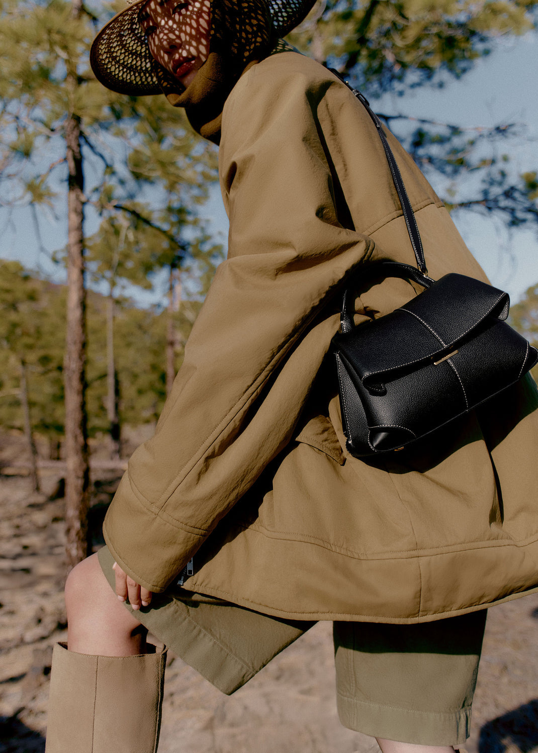 Polene Mokki Neuf Shoulder Bag (Black)