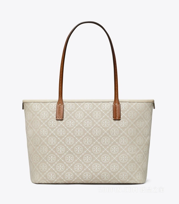 Tory Burch T Monogram Tote Bag in White