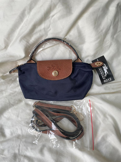 Longchamp Le Pliage Pouch with Handle (Navy Blue)