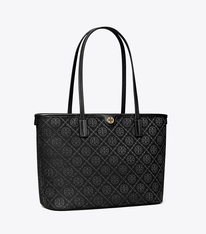Tory Burch T Monogram Tote Bag (Black)