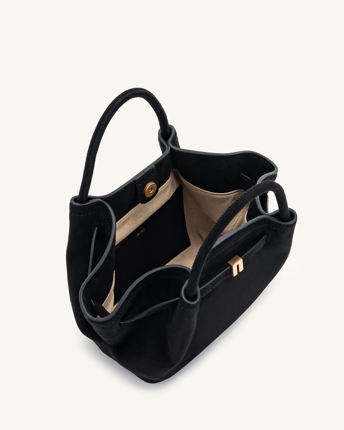 JW PIE Hana Small Faux Suede Tote Bag (Black)