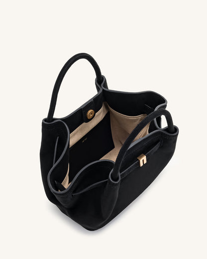 JW PIE Hana Small Faux Suede Tote Bag (Black)