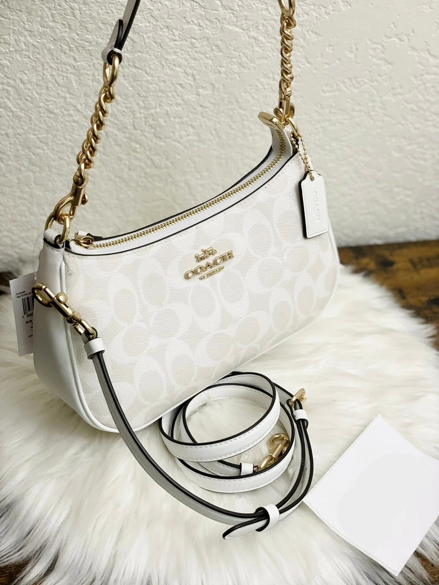 Coach Teri Shoulder Bag White Canvas
