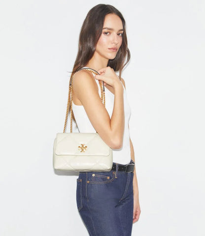Tory Burch Kira Diamond Quilt Convertible Shoulder Bag (White)
