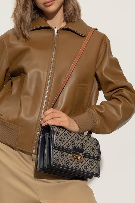 Tory Burch T Monogram Shoulder Bag (Navy)