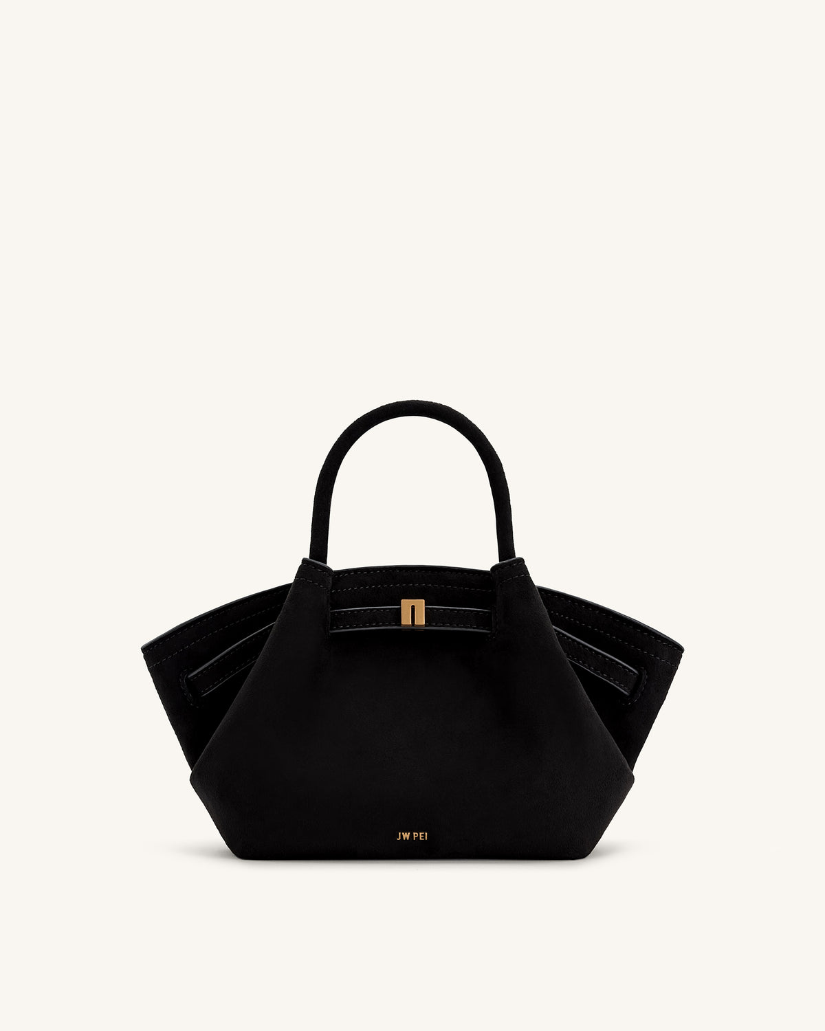 JW PIE Hana Small Faux Suede Tote Bag (Black)