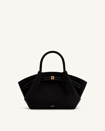 JW PIE Hana Small Faux Suede Tote Bag (Black)